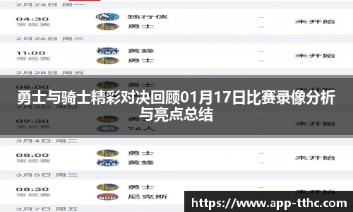 勇士与骑士精彩对决回顾01月17日比赛录像分析与亮点总结
